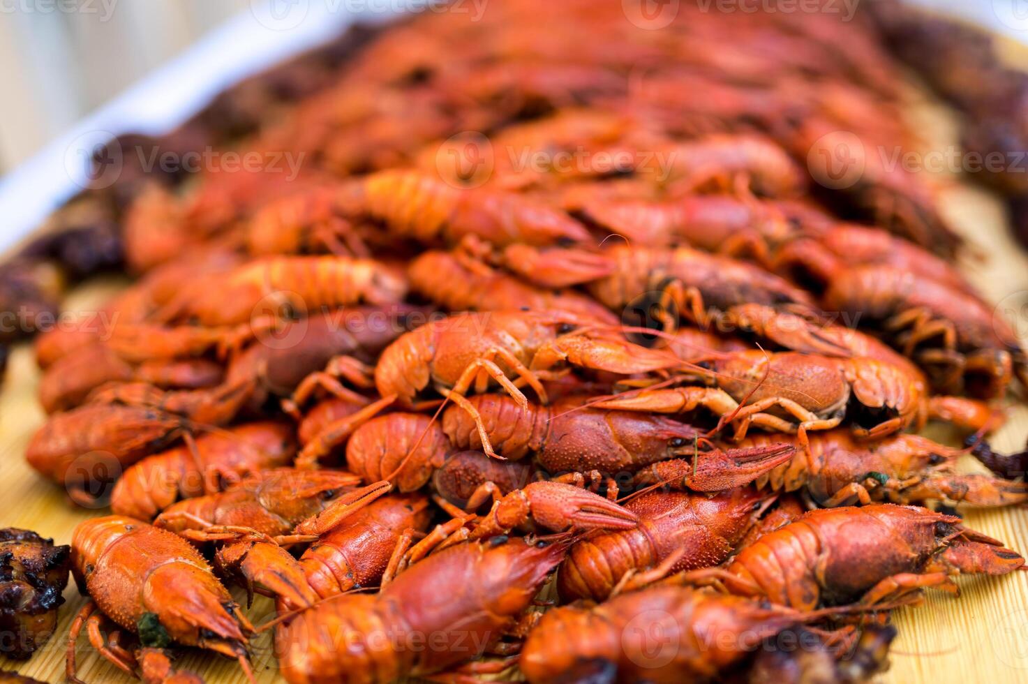 Cancers. Boiled red crawfish. Crawfish ready to eat. Beer snack. Crayfish to beer photo