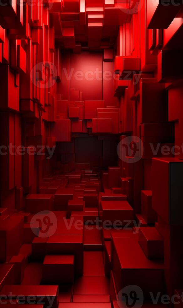 AI generated Abstract architectural concrete interior from array of cubes with large windows. 3D illustration and rendering. photo