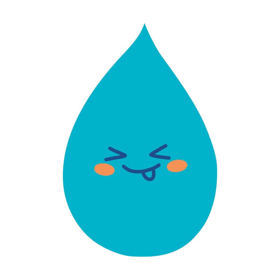 Cute kawaii hand drawn water drop. Funny vector character smiling