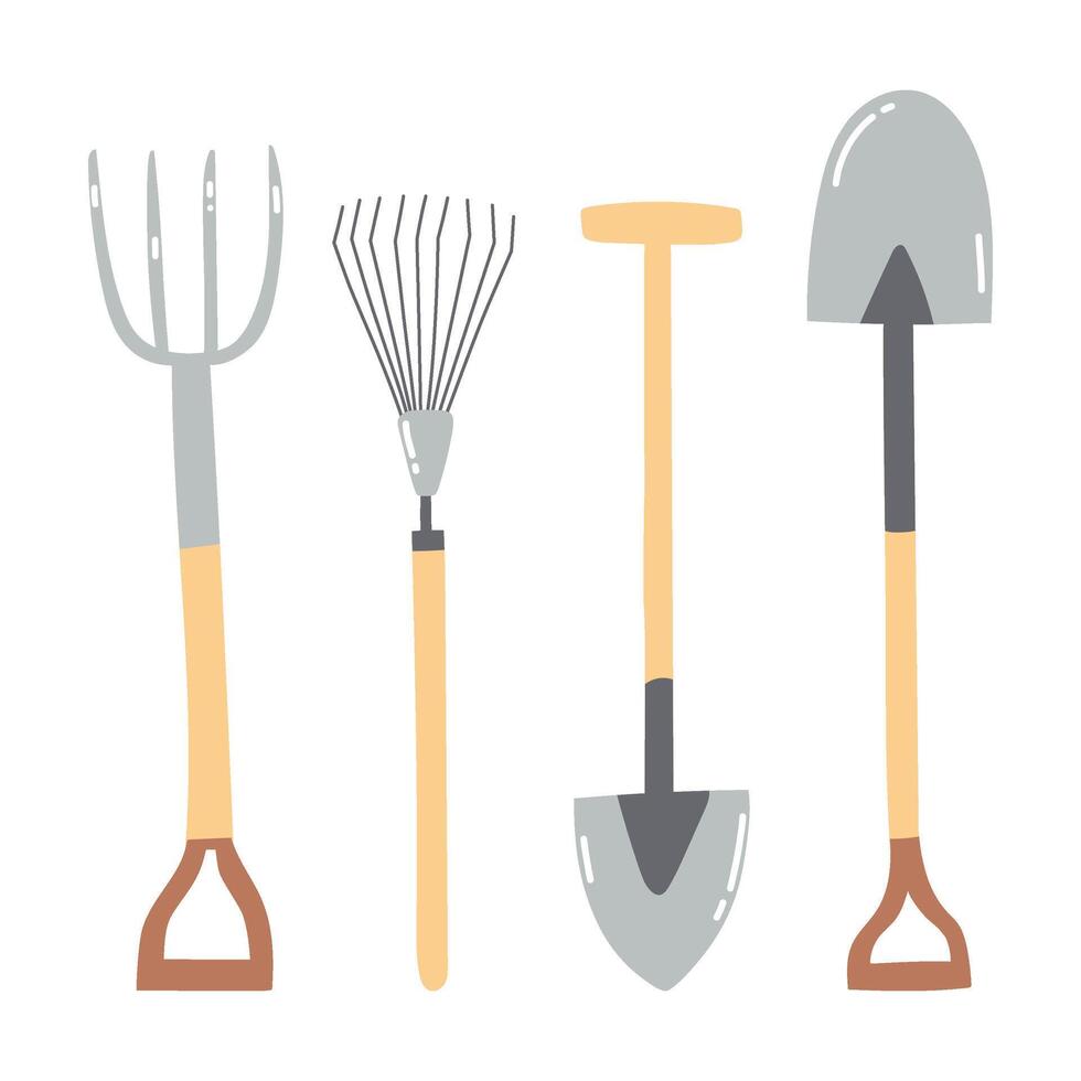 mano dibujado jardín herramientas. conjunto de agrícola equipo. vector