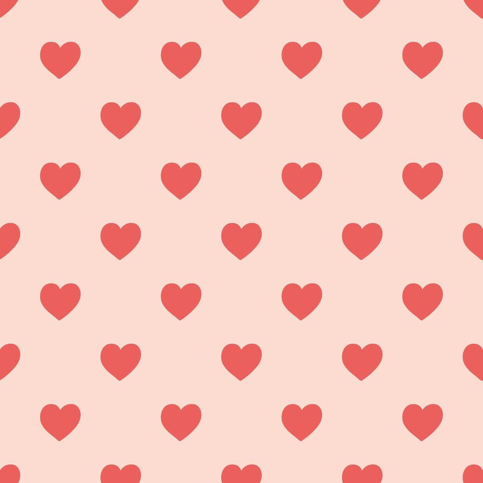 Hand drawn seamless pattern with pink hearts. Simple backdrop for textile, wrapping paper, card for St. Valentines Day. vector
