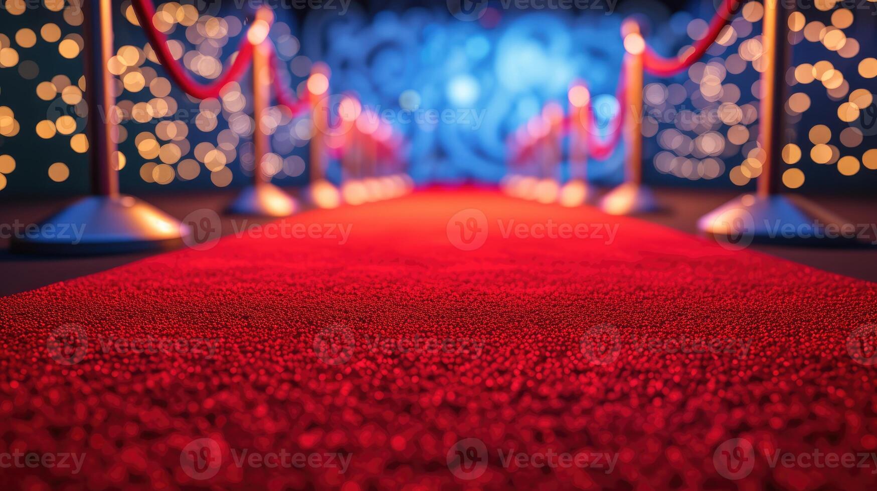 AI generated Red carpet unfurls before a glamorous movie premiere backdrop, setting the stage for star-studded elegance, Ai Generated. photo