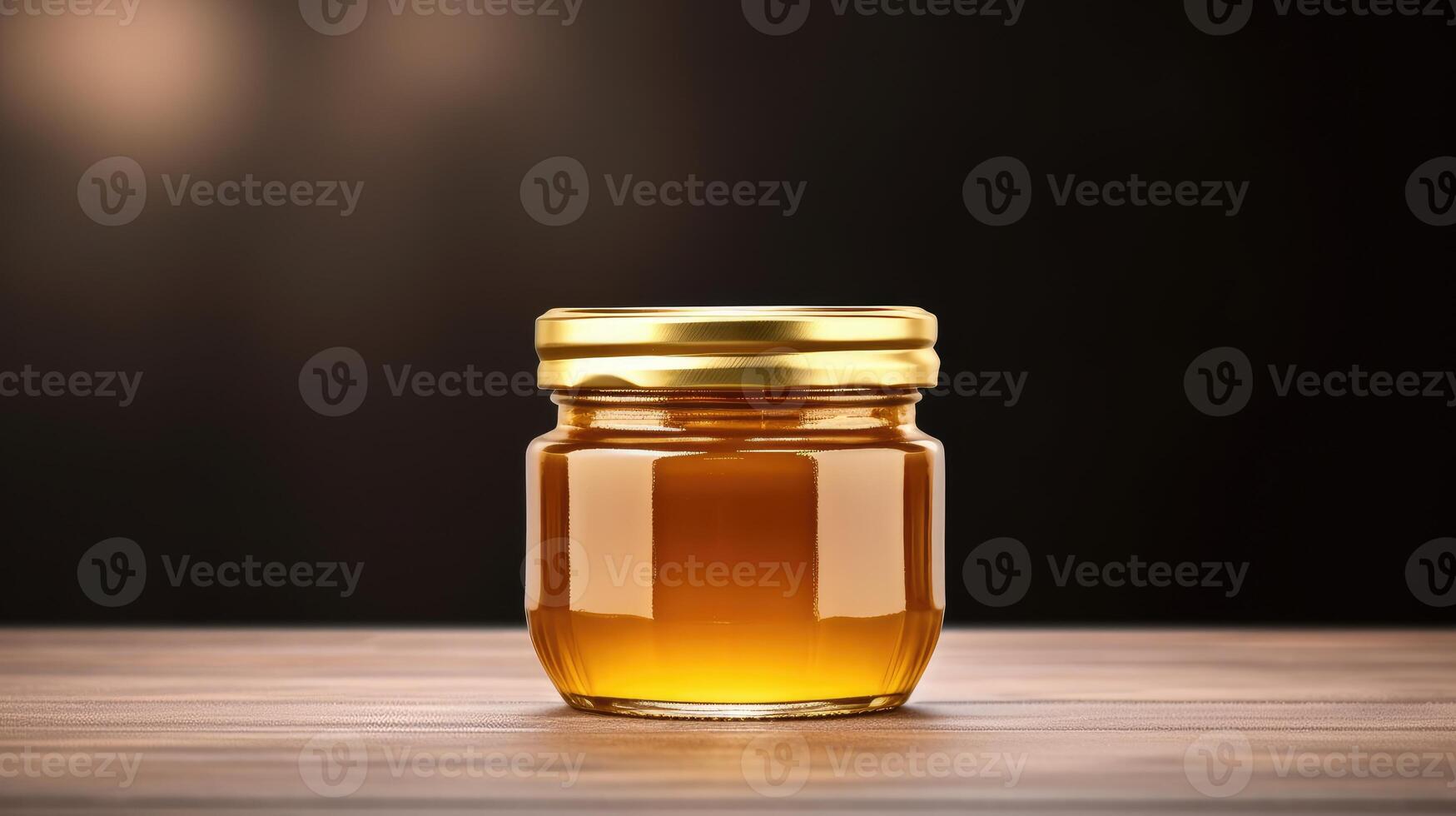 AI generated A golden honey glass jar with ample blank space, perfect for custom branding. Ai Generated. photo