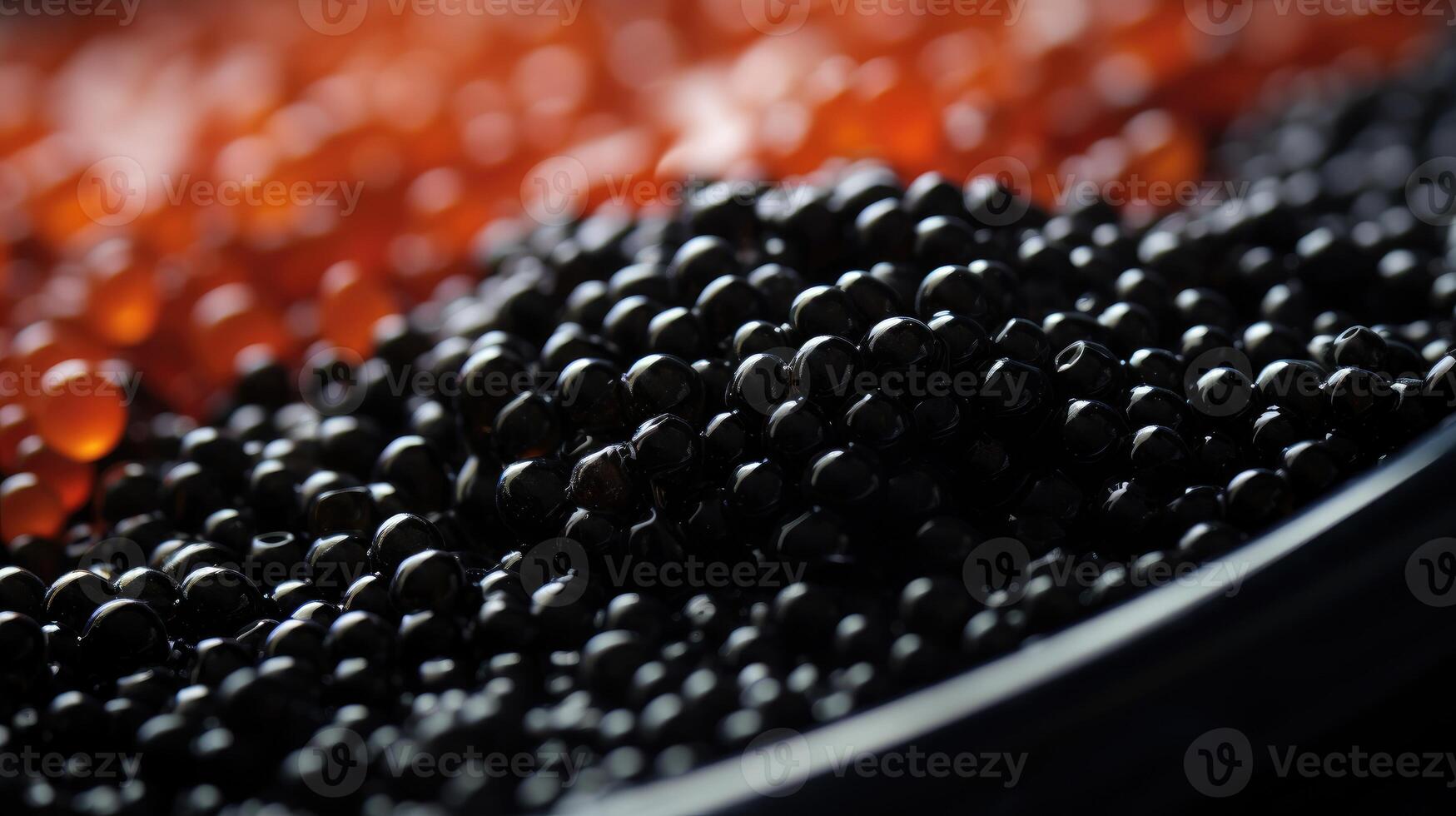 AI generated Macro photo capturing the intricate details of luxurious black caviar, Ai Generated.