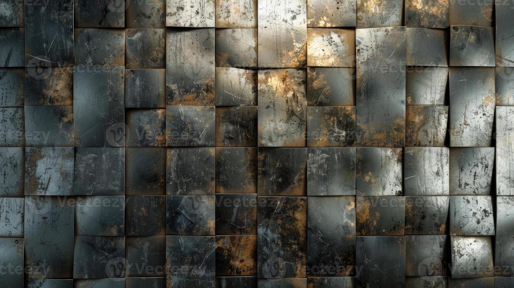 AI generated Tiled metal texture adds a contemporary touch, with reflective surfaces creating an industrial yet elegant ambiance, Ai Generated. photo