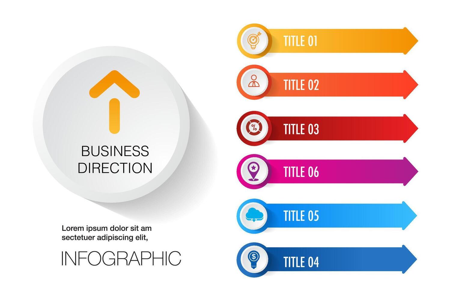 6 option direction idea Infographic template vector