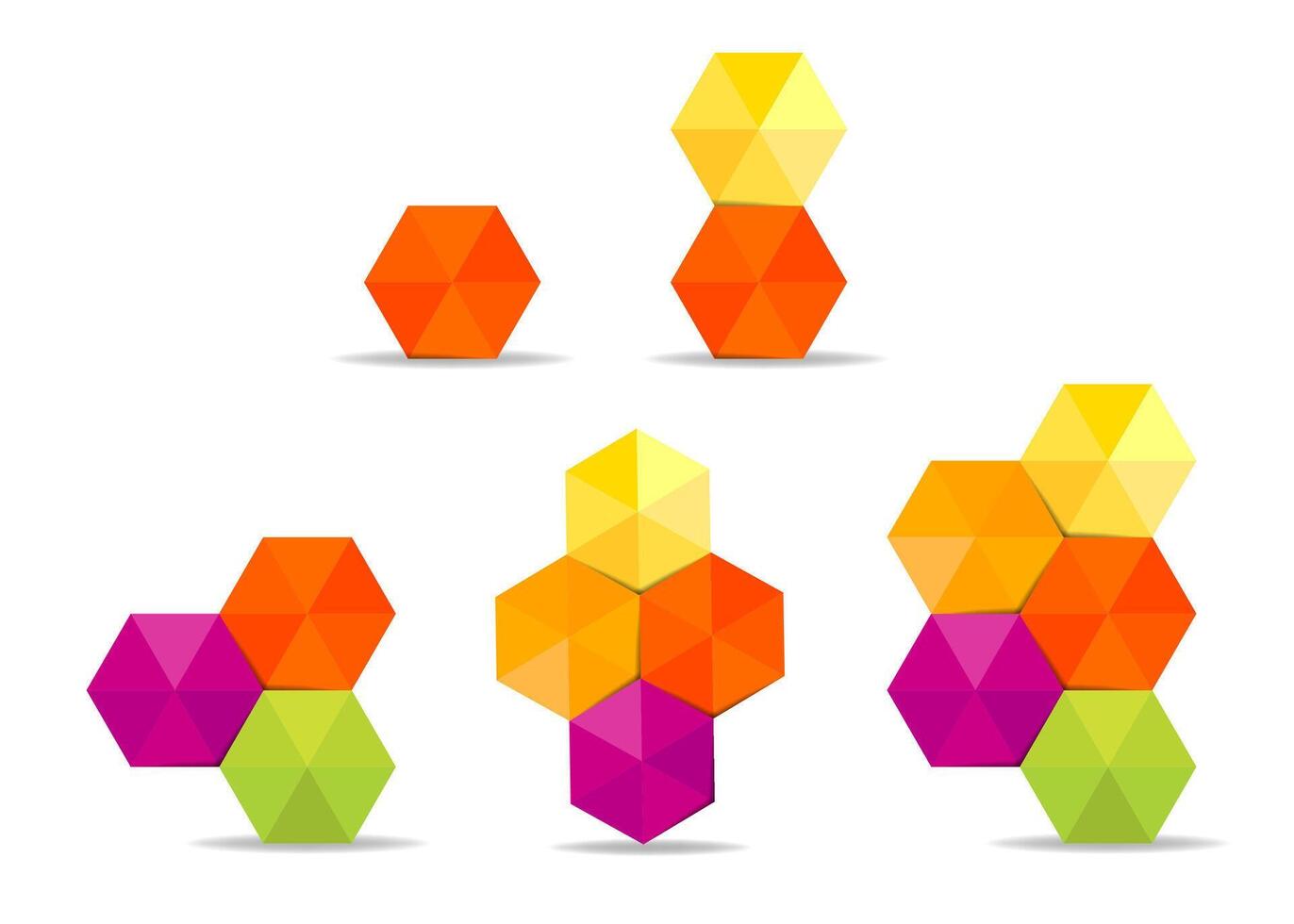 set of hexagon graphic resource element vector