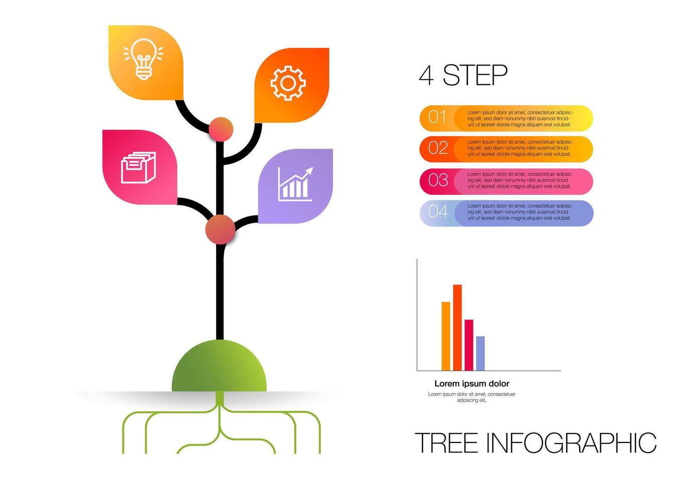 tree shape step option mind map infographic vector