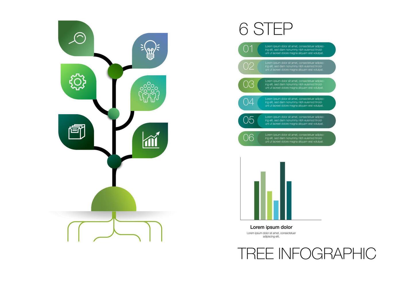 tree shape step option mind map infographic vector