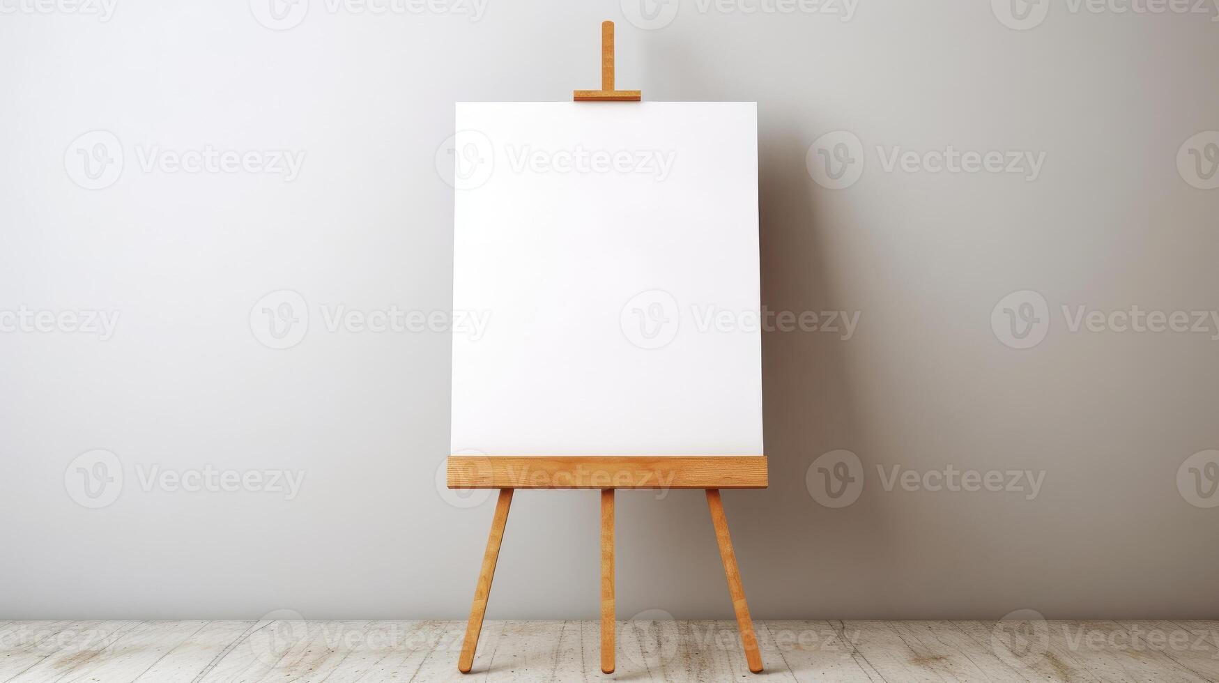 AI generated An inviting blank canvas on a wooden easel sparks creativity, ready for artistic inspiration. Ai Generated photo