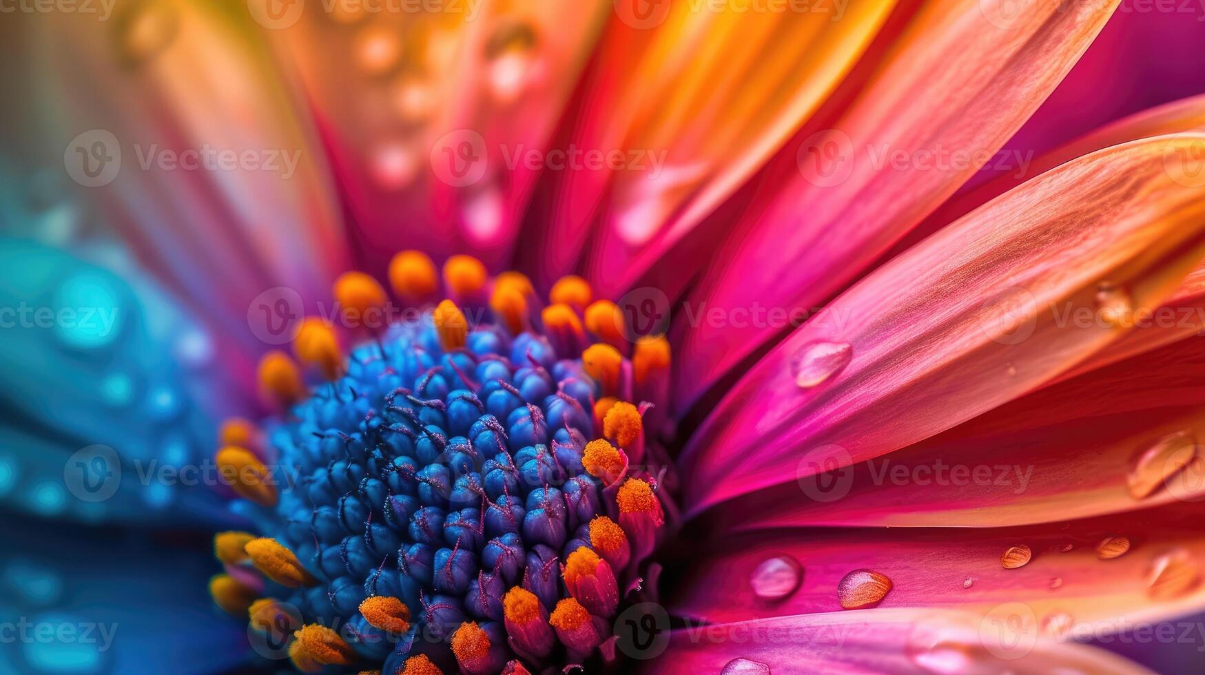 AI generated Macro close-up photography captures vibrant colored flower, forming a creative abstract background. Ai Generated photo