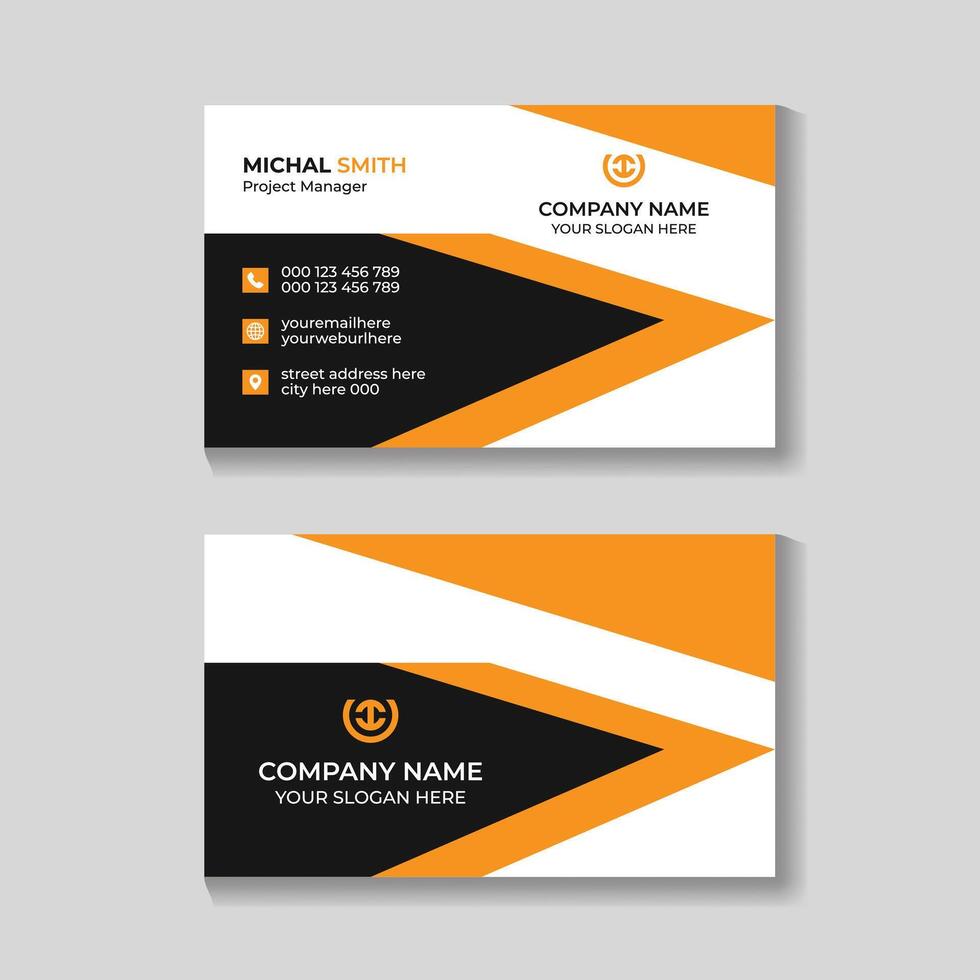 Creative modern clean yellow and black business card design template vector