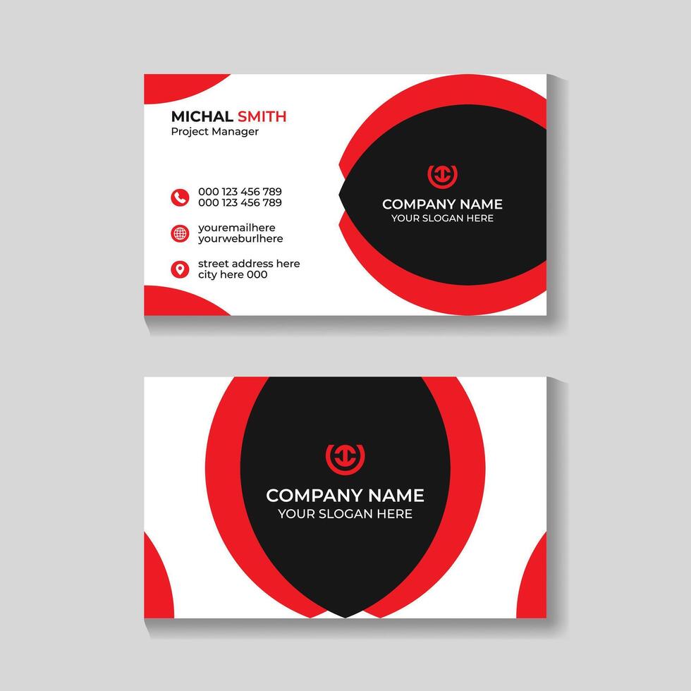 corporativo creativo moderno elegante limpiar rojo y negro negocio tarjeta diseño modelo vector