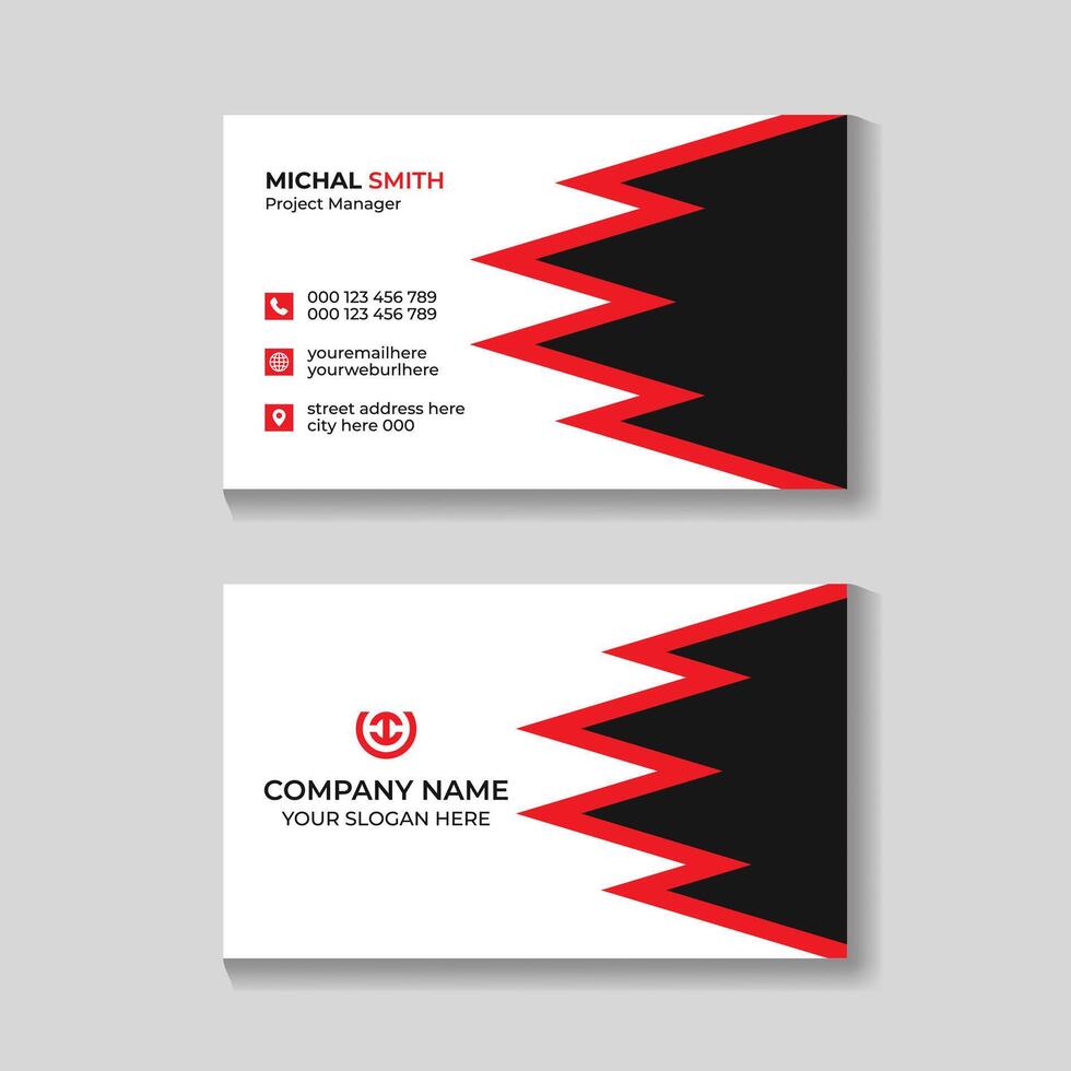 Corporate creative modern stylish clean red and black business card design template vector