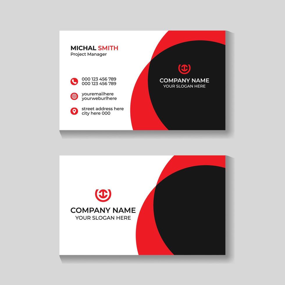 Abstract modern stylish red business card template design vector