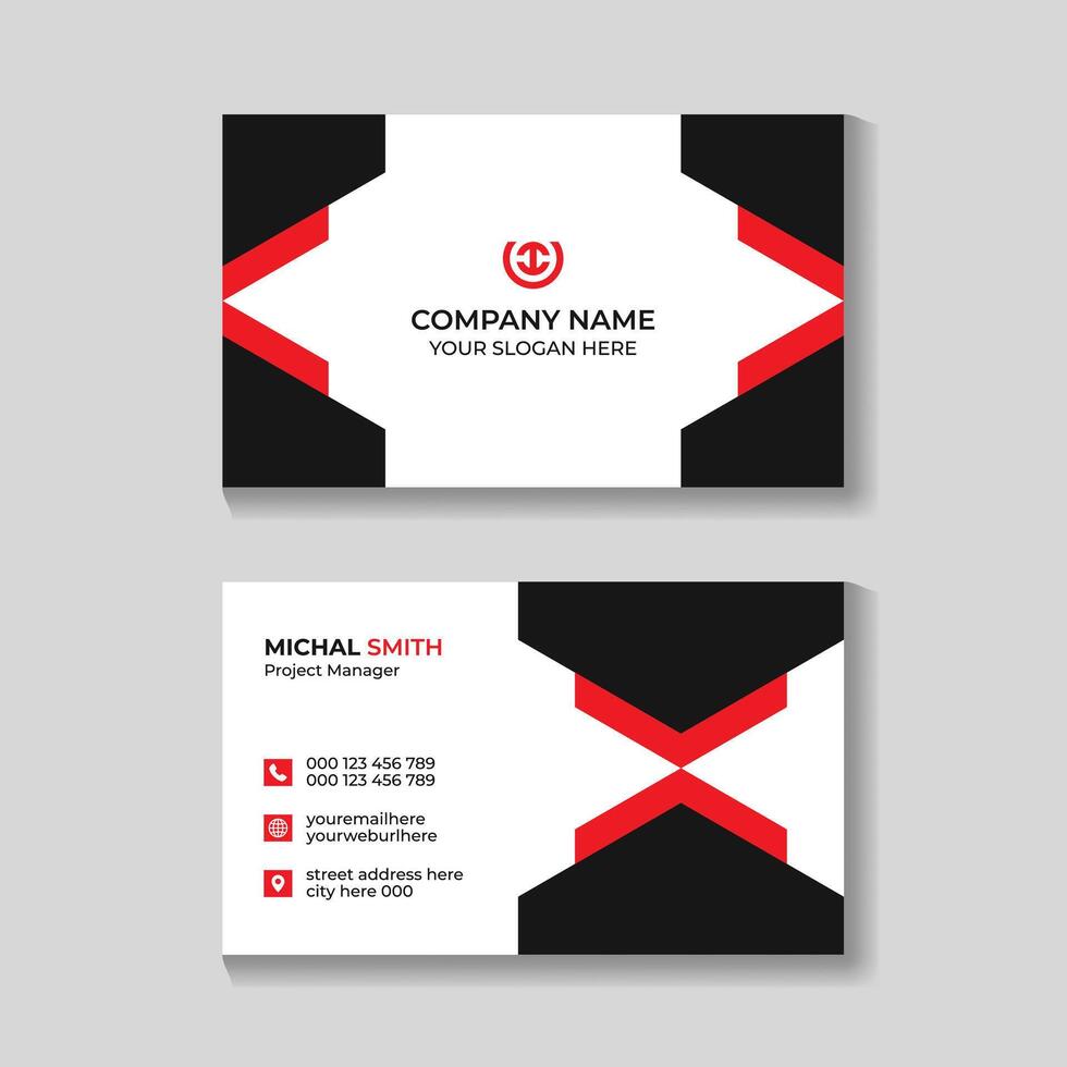 Abstract modern stylish red business card template design vector