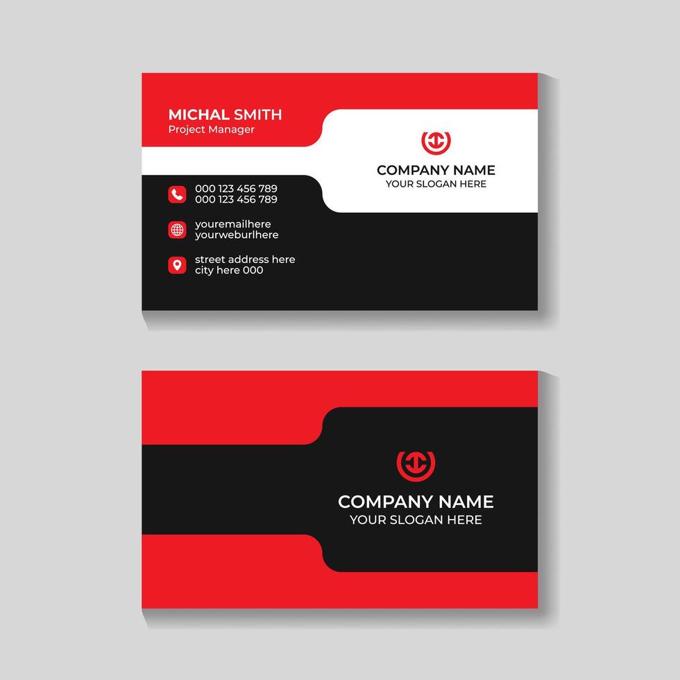 Abstract modern stylish red business card template design vector