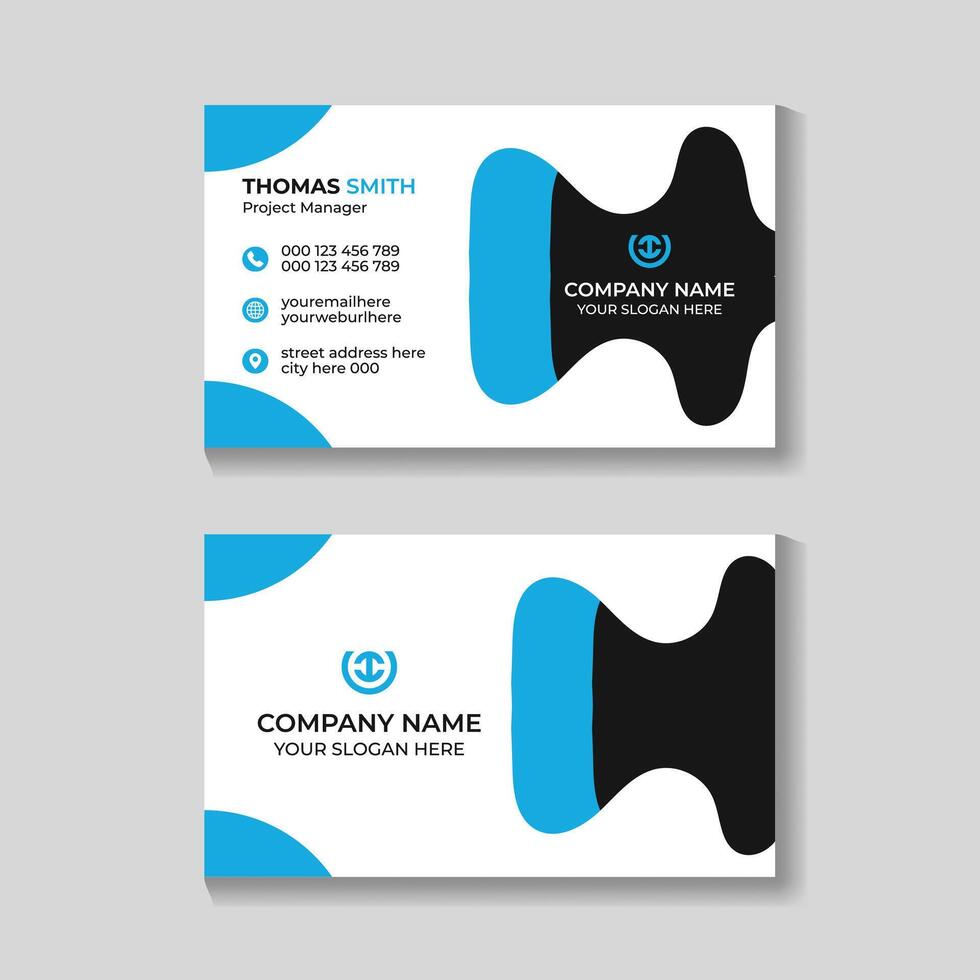 profesional moderno creativo azul y negro negocio tarjeta diseño modelo vector