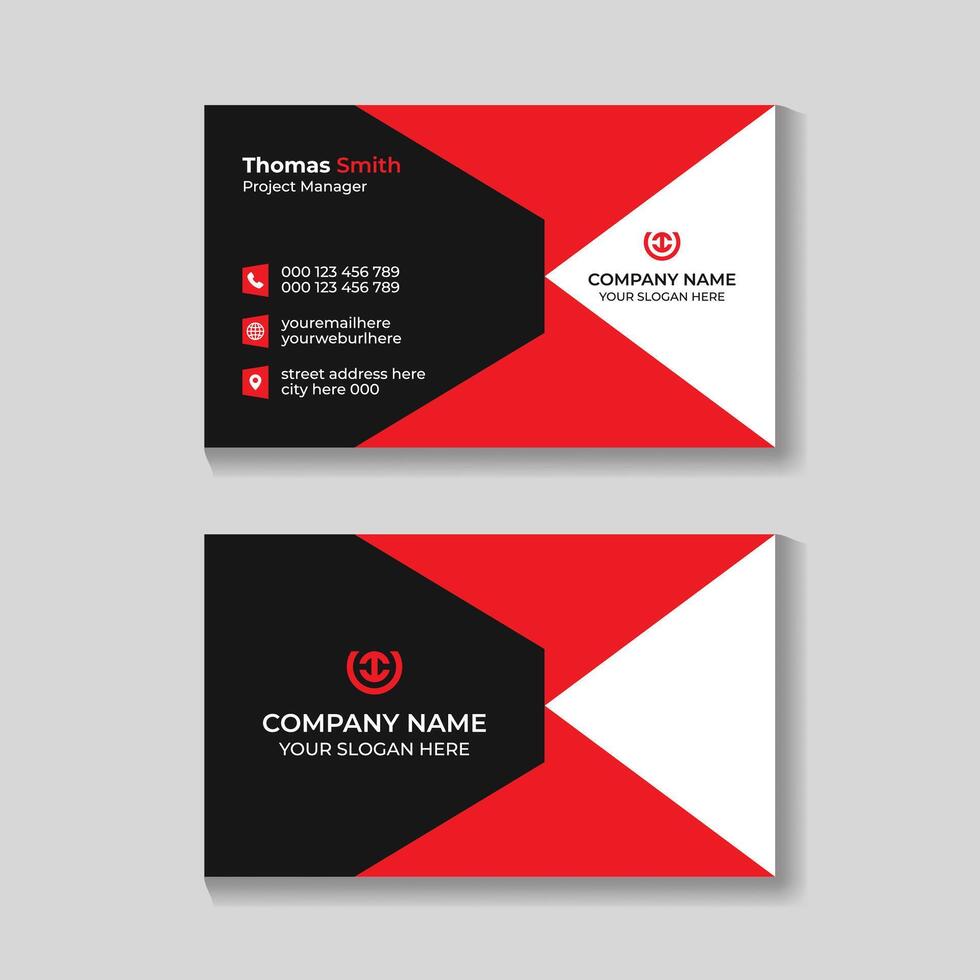 Professional creative modern red and black business card design template vector