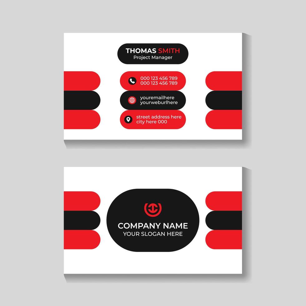 Professional creative modern red and black business card design template vector
