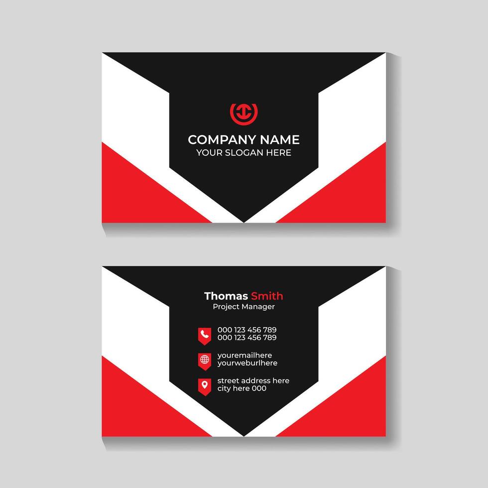 profesional creativo moderno rojo y negro negocio tarjeta diseño modelo vector