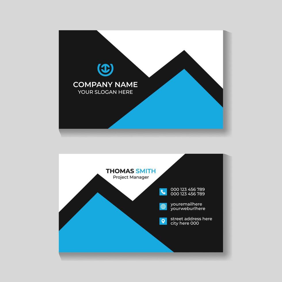 moderno creativo azul y negro negocio tarjeta diseño modelo vector