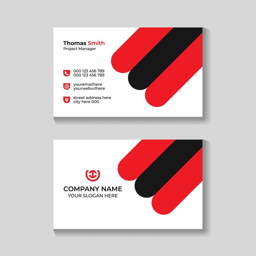 profesional creativo moderno rojo y negro negocio tarjeta diseño modelo vector