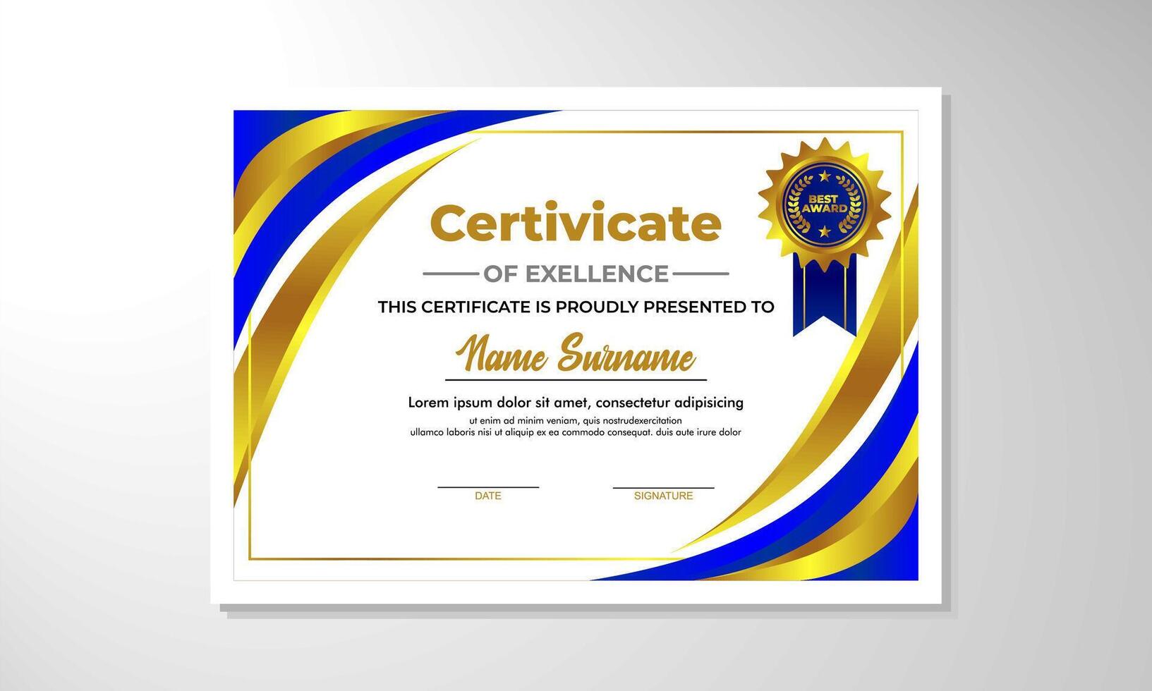 Modern Certificate Template Vector Design