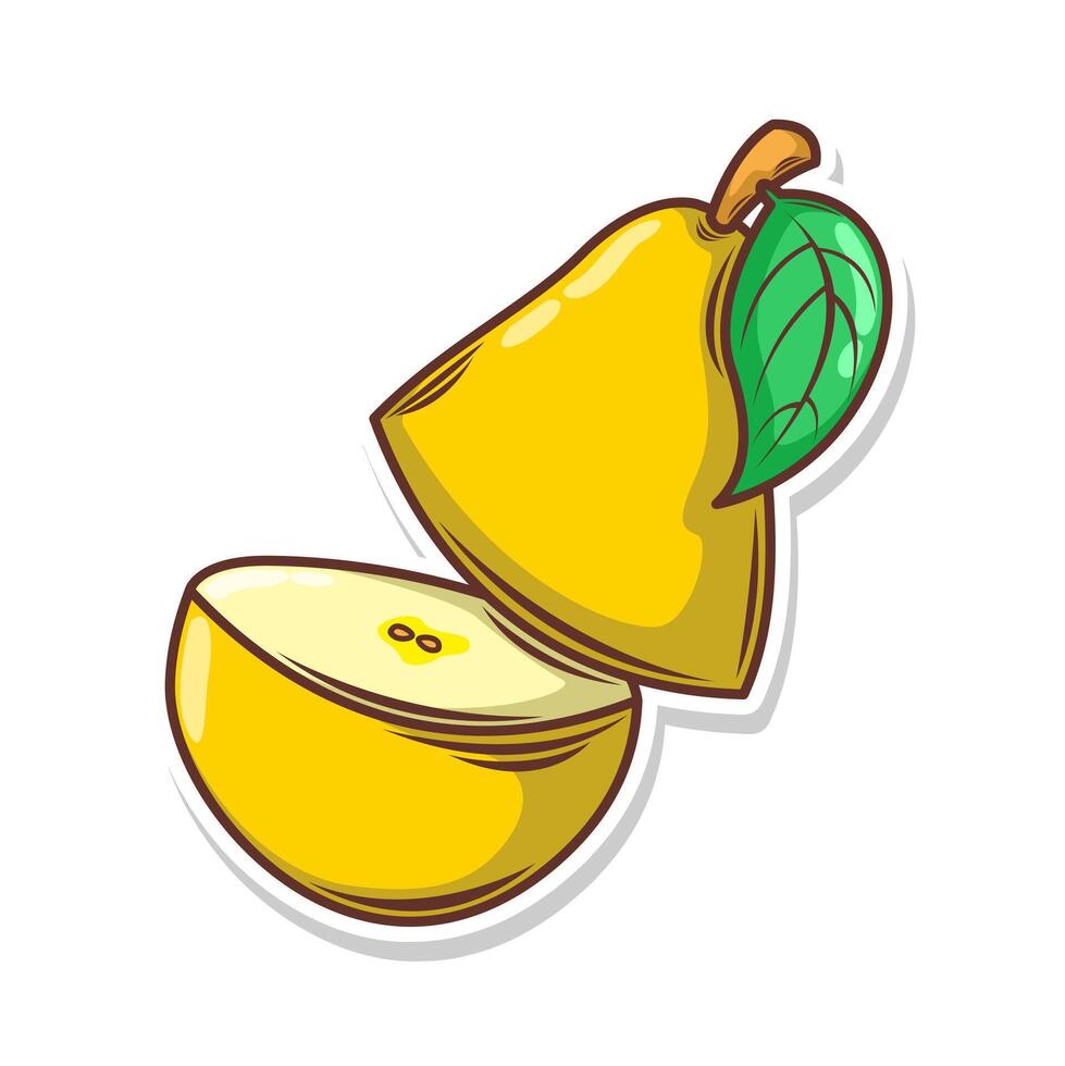 rebanada de Pera Fruta mano dibujar estilo vector