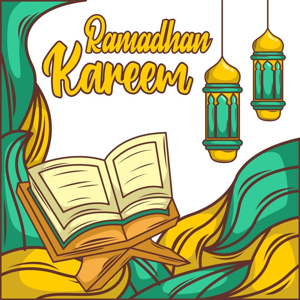 Ramadan mubarak banner  flyer. Greeting card for traditional muslim holiday happy celebration. Islamic greeting poster. Vector illustration.