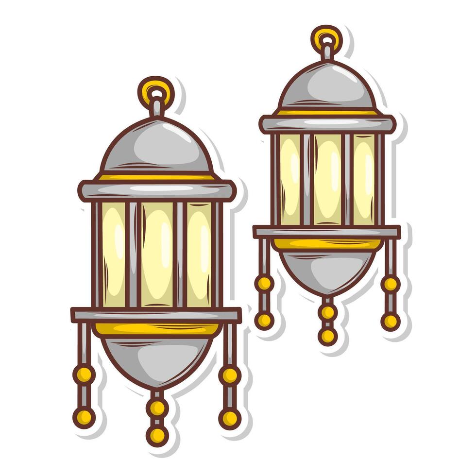 Hand draw islamic lantern for ramadhan kareem vector