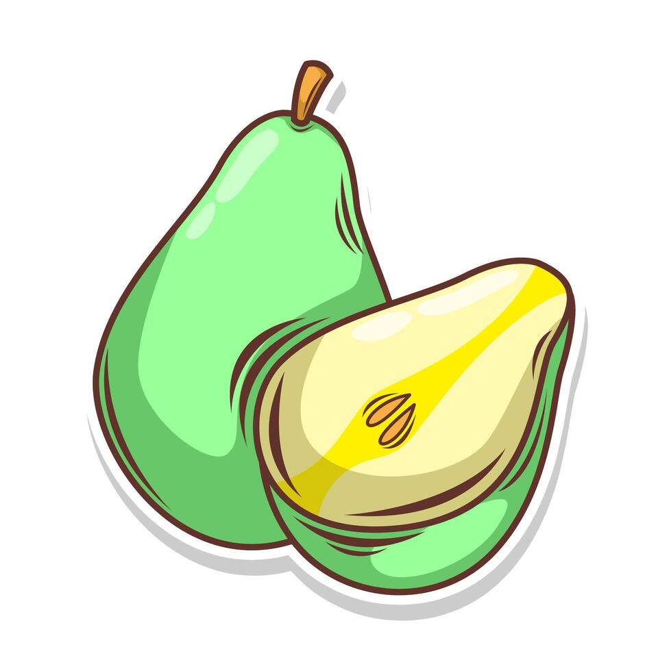 rebanada de Pera Fruta mano dibujar estilo vector