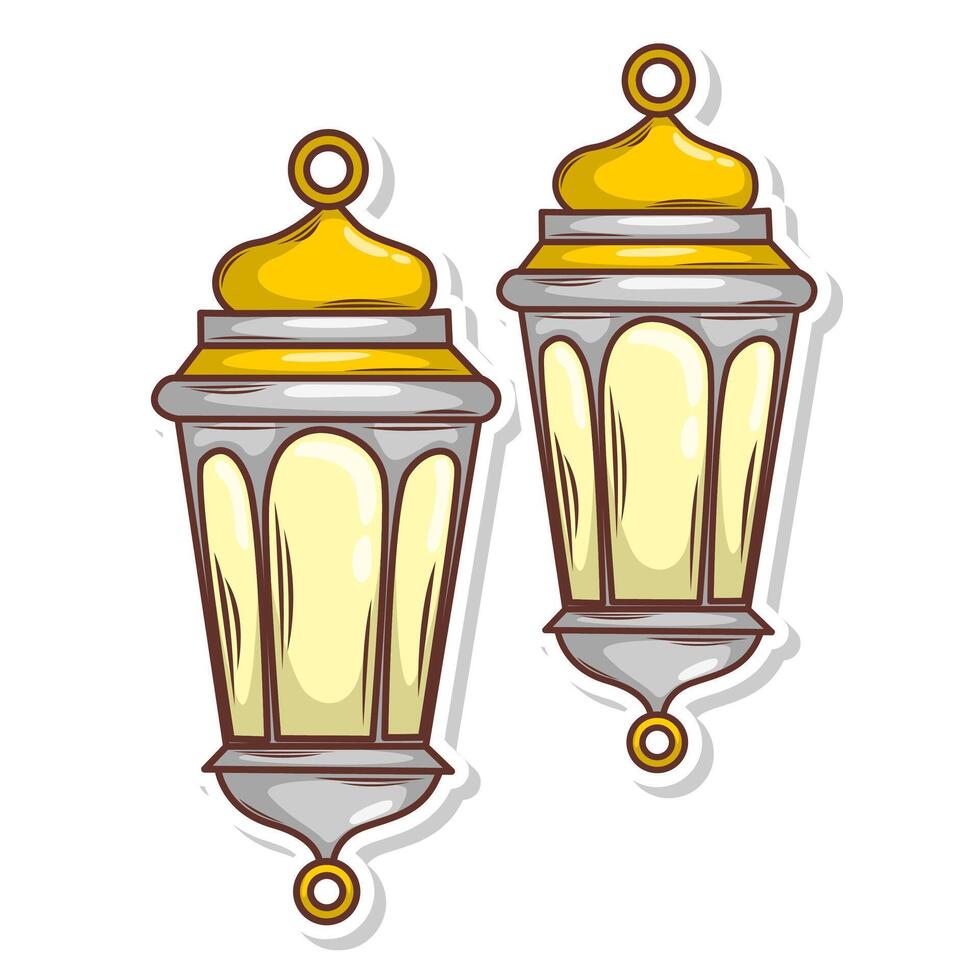 Hand draw islamic lantern for ramadhan kareem vector