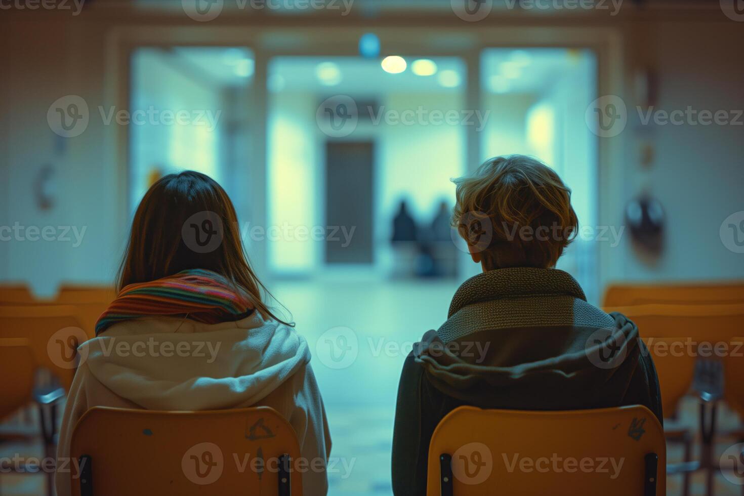 AI generated People sitting in chairs with therapists, in the style of loose gestures photo