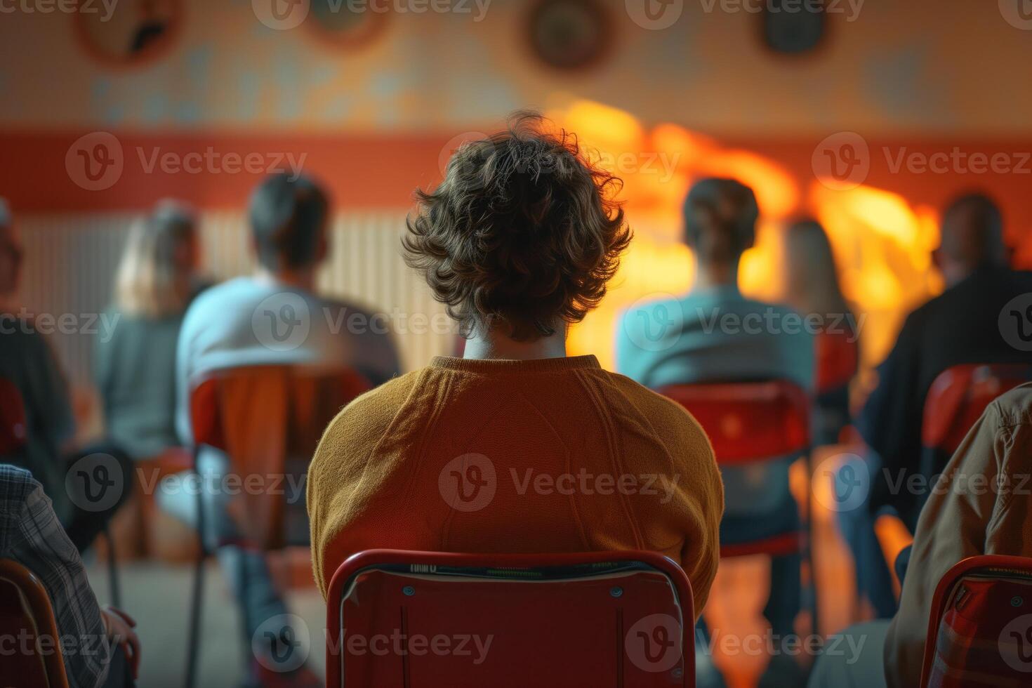 AI generated People sitting in chairs with therapists, in the style of loose gestures photo