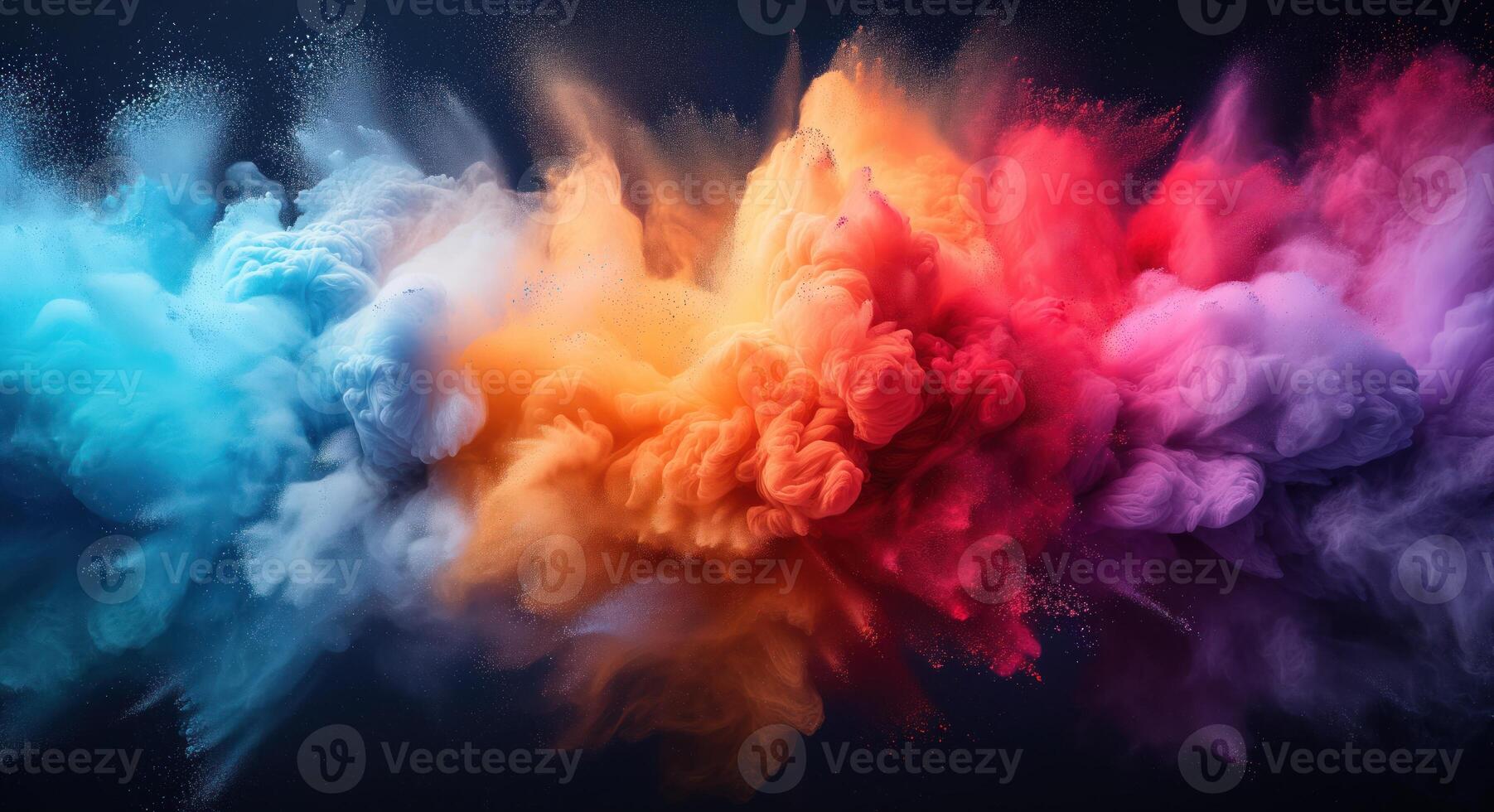 AI generated Color explosion colorful rainbow powder flight explosion photo