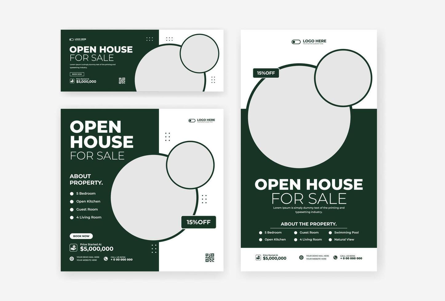Real estate home for sale design template vector