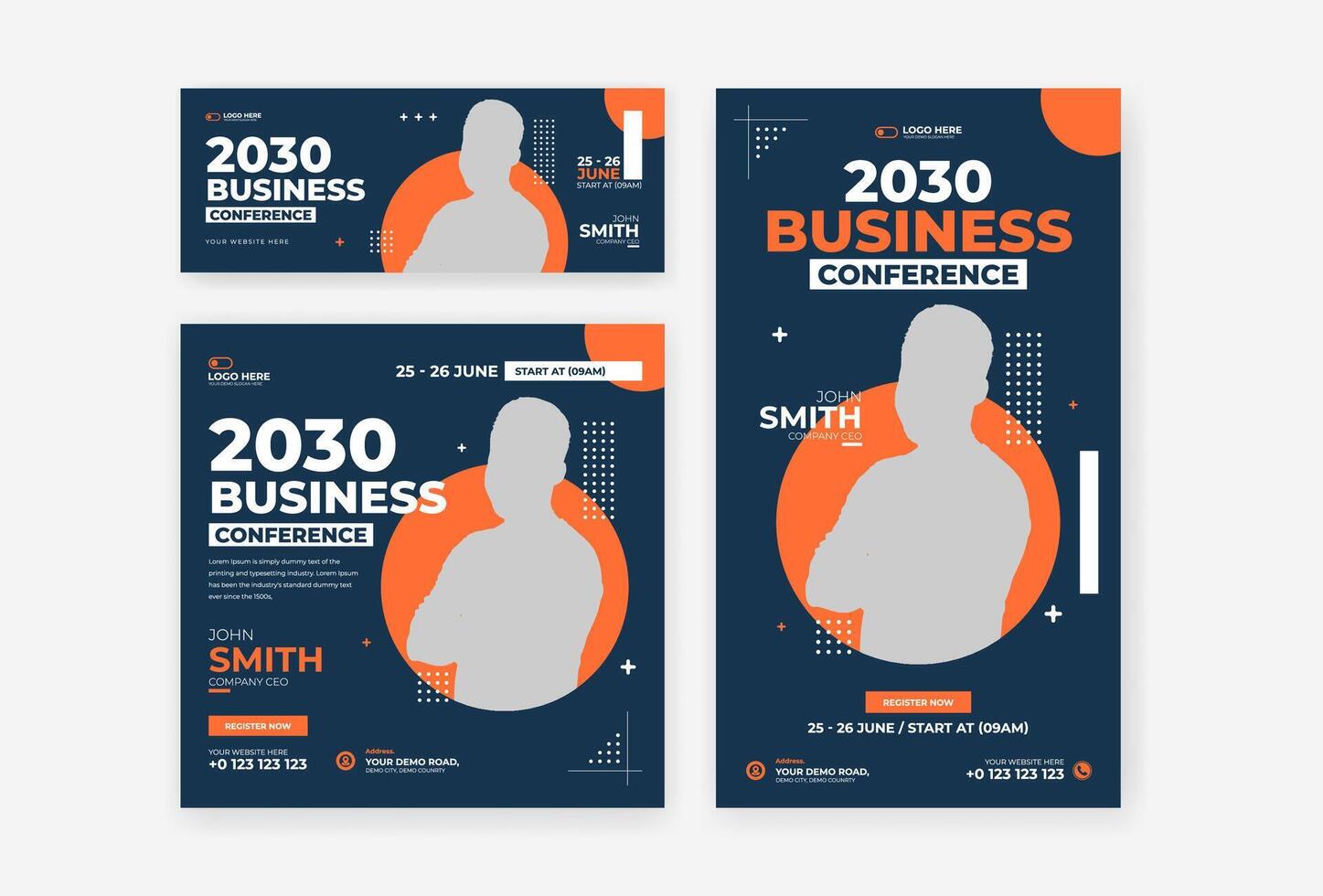 Conference social media design template vector