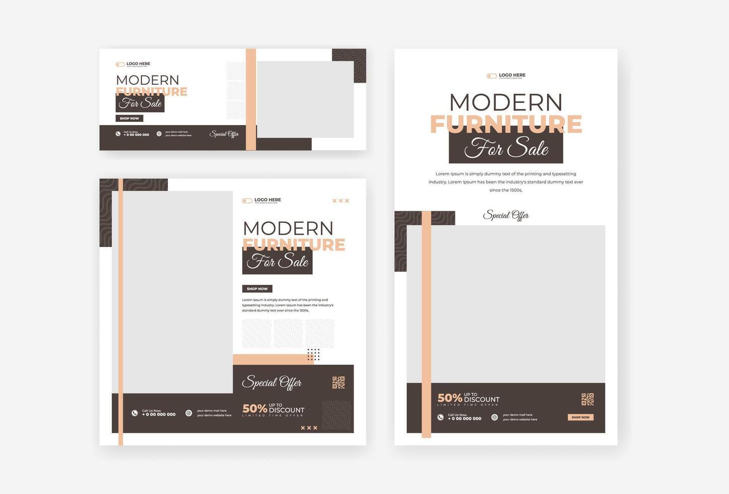 Furniture social media design template vector