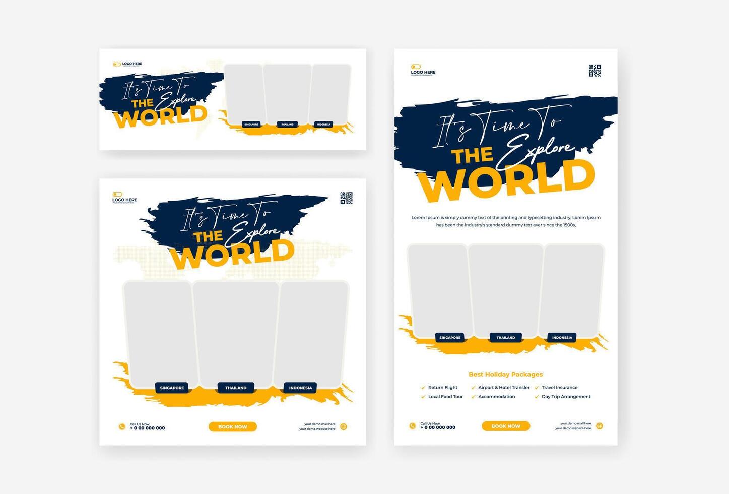 Travel social media design template vector