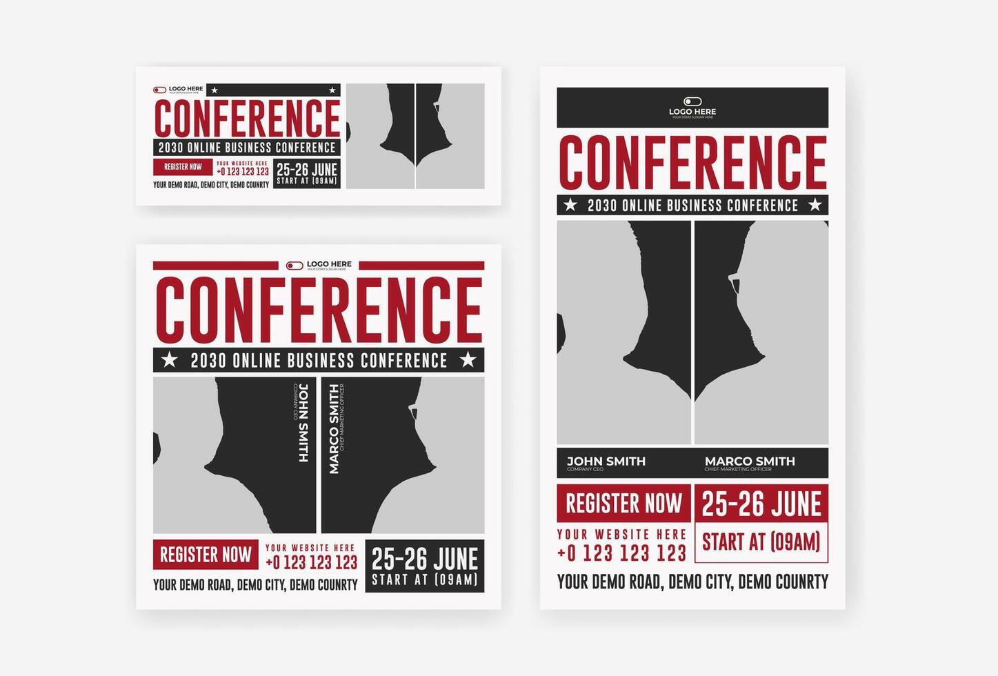 Conference social media design template vector