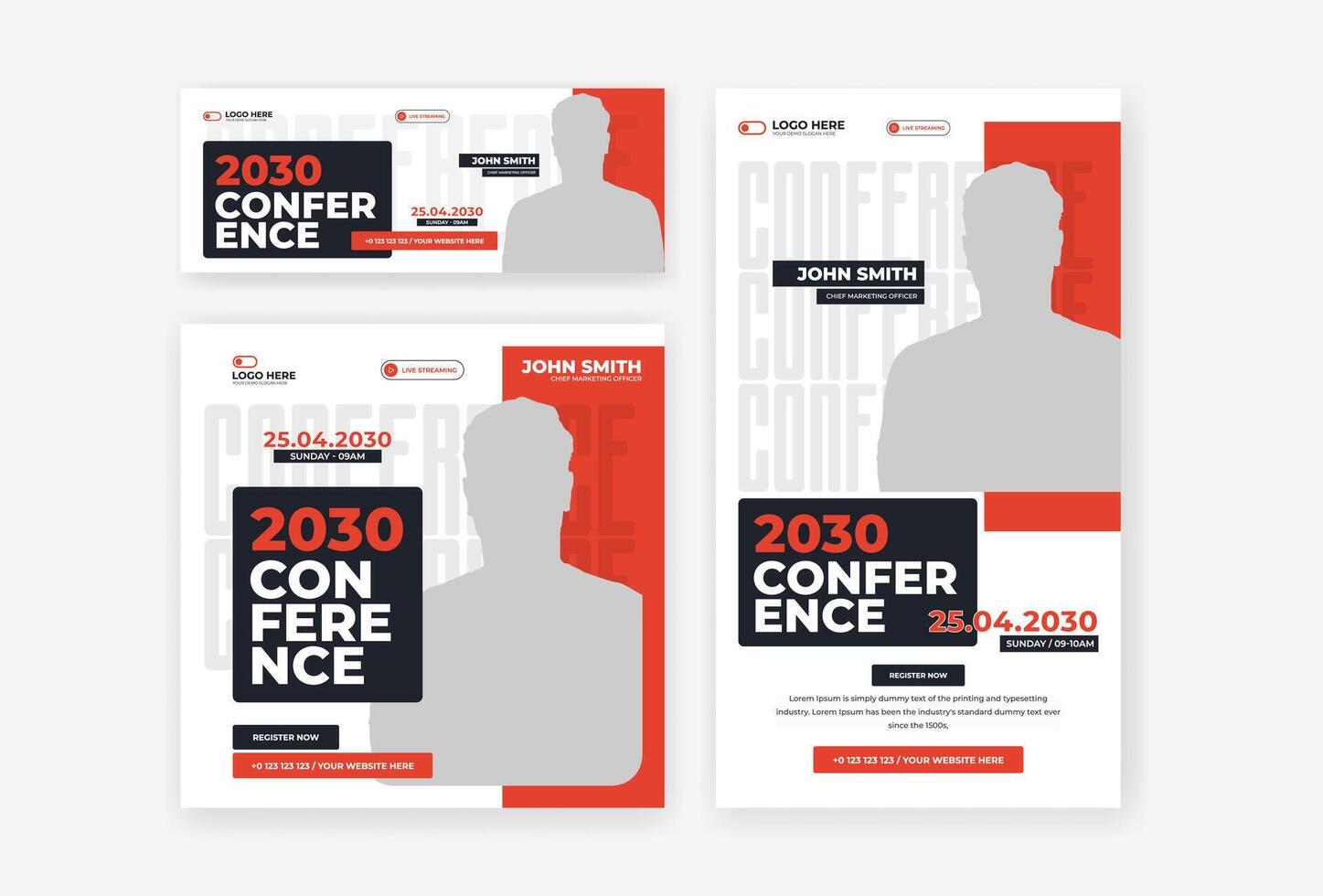 Conference social media design template vector