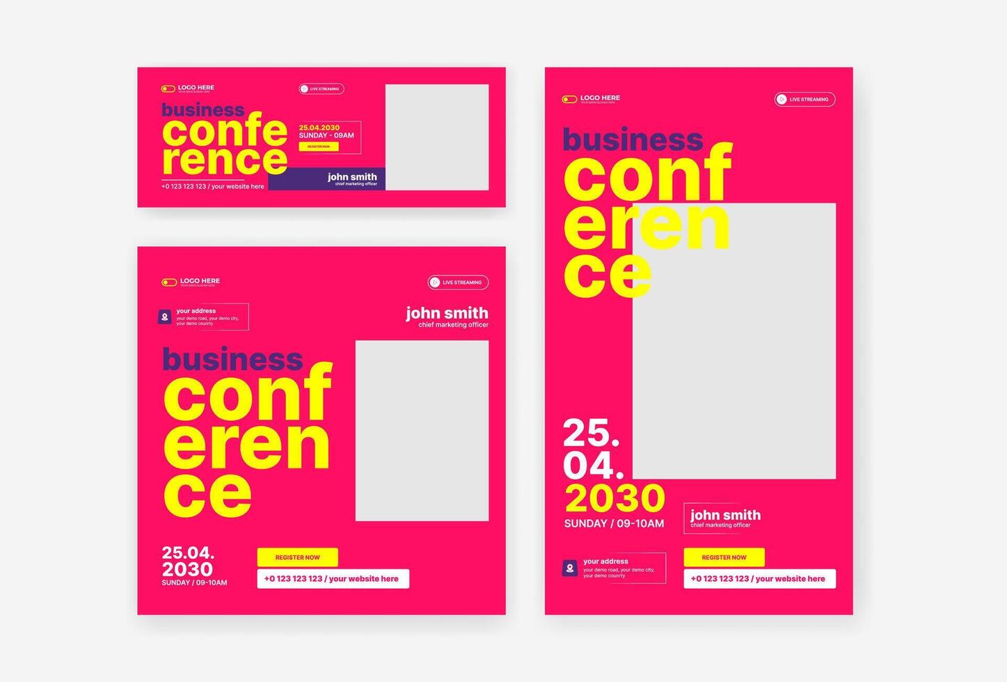Conference social media design template vector