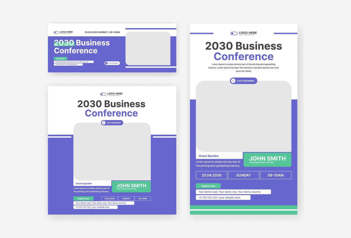 Conference social media design template vector