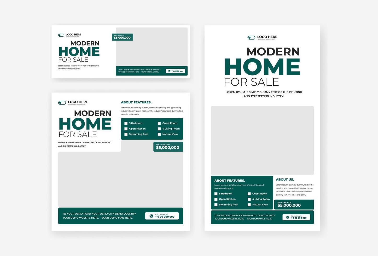 Real estate home for sale design template vector
