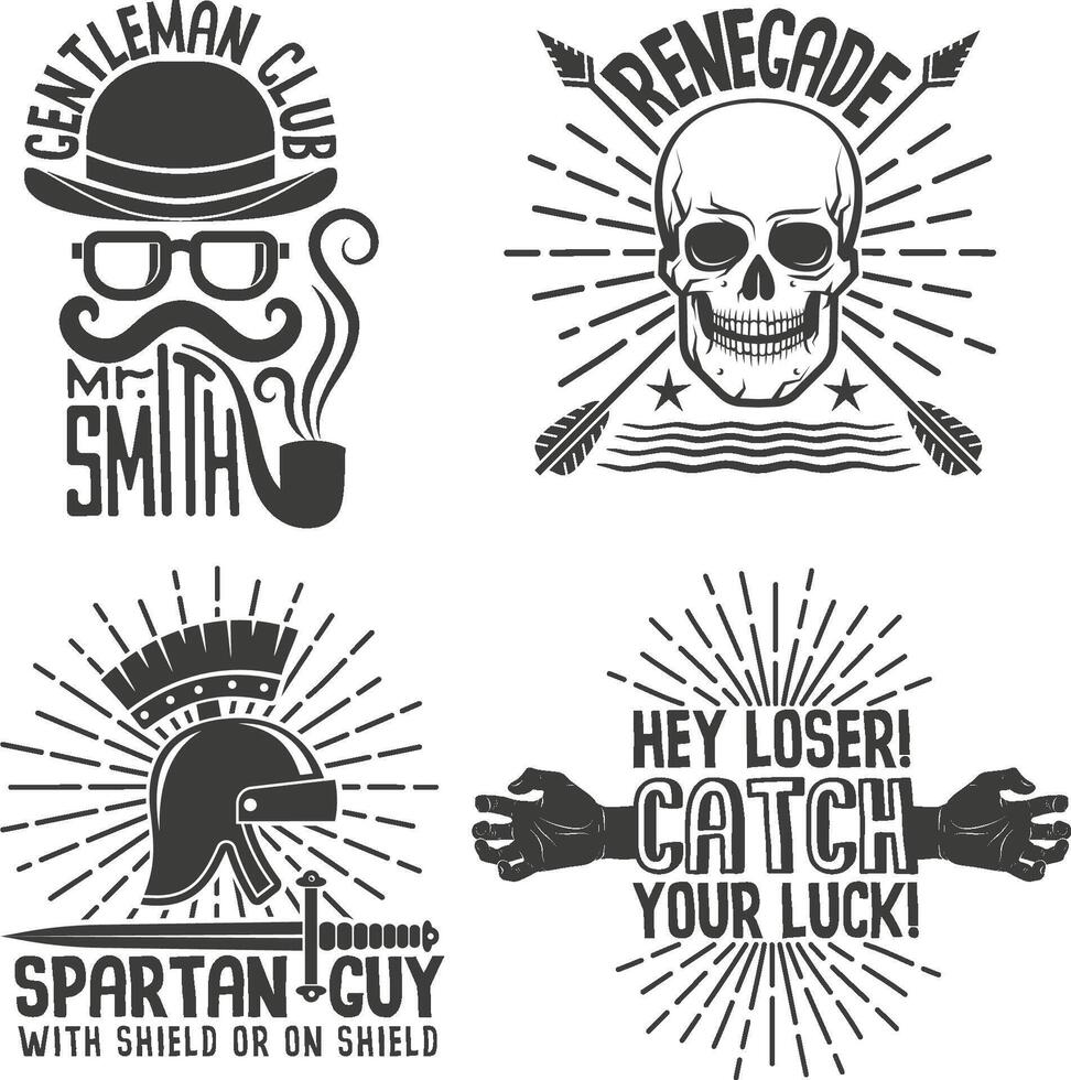 4 retro hipster logo vector