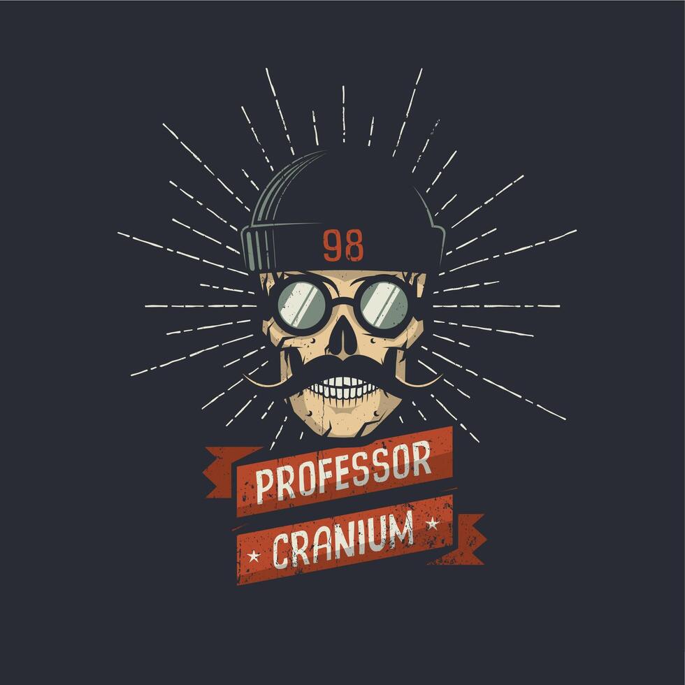 Stylish skull with mustache vector