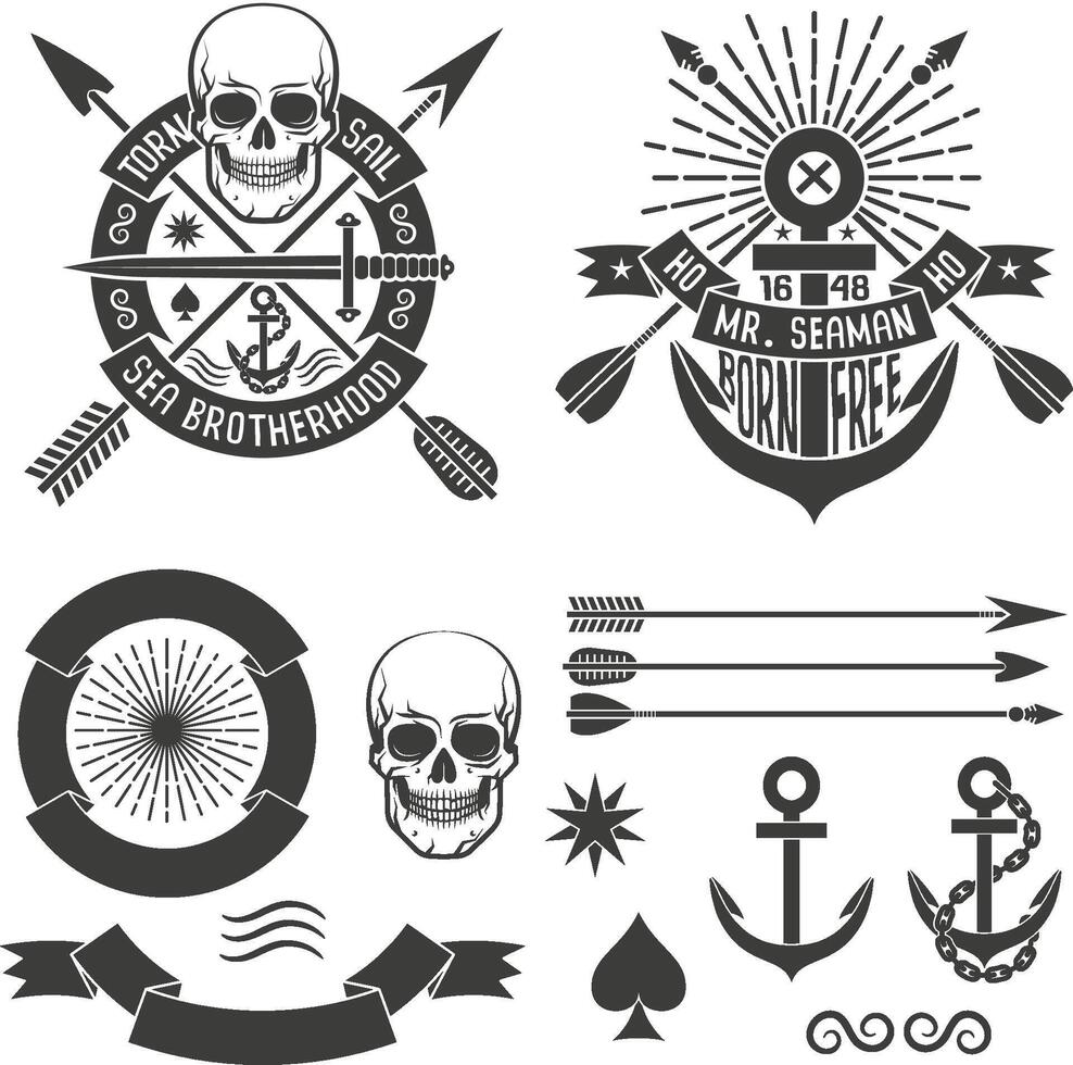 hipster Marine tattoo vector