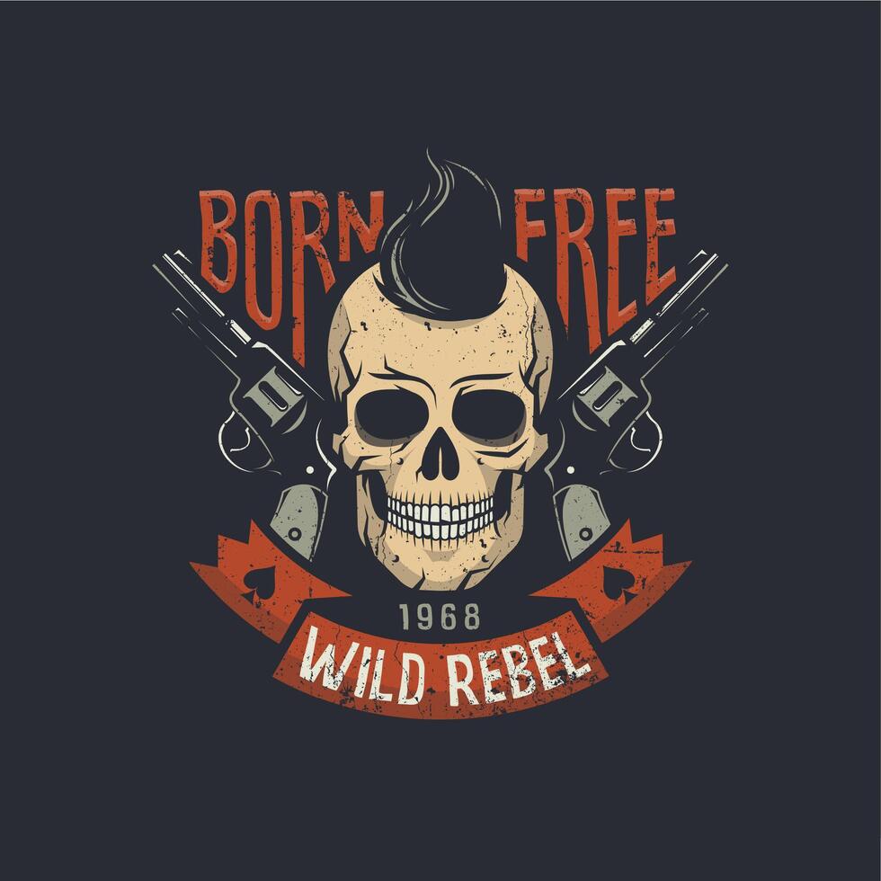 Stylish skull with guns vector