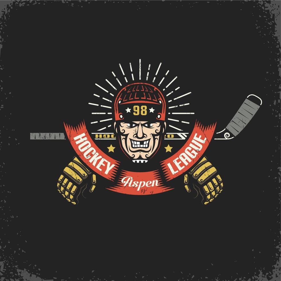 retro hockey logo vector